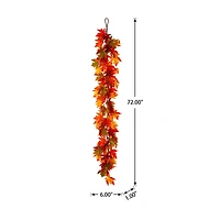 Glitzhome® 6ft. Fall Lighted Maple Leaves Garland with Timer