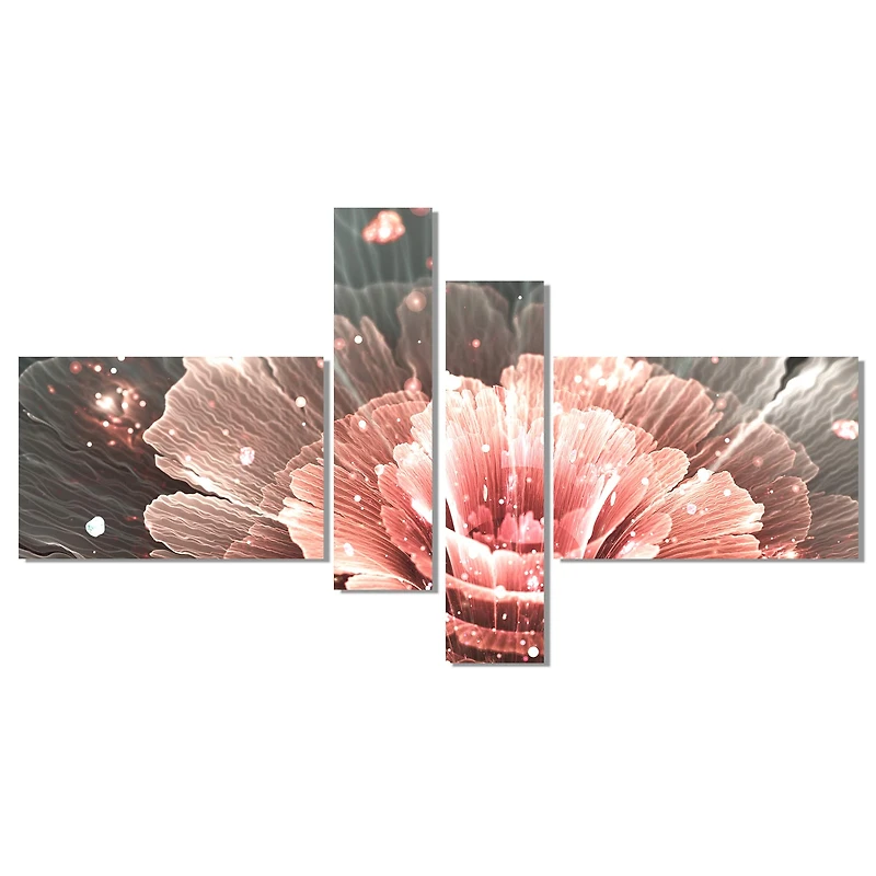 Designart - Abstract Fractal Pink Gray Flower