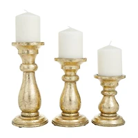 Gold Wood Traditional Candle holder 10",8",6