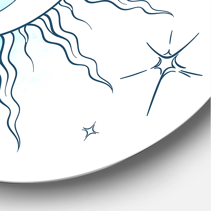 Designart - Blue Crescent Moon With Moonstone Pendants & Stars