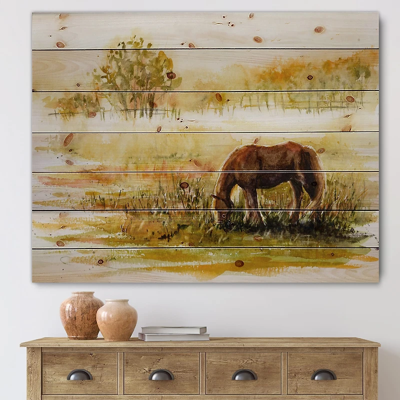 Designart - Horse Grazing On A Meadow
