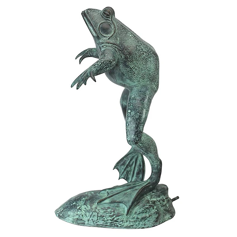 Design Toscano Giant Jumping, Spitting, Leaping Frog Bronze Garden Statue