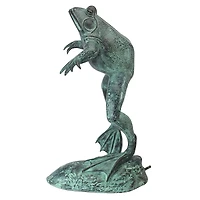 Design Toscano Giant Jumping, Spitting, Leaping Frog Bronze Garden Statue