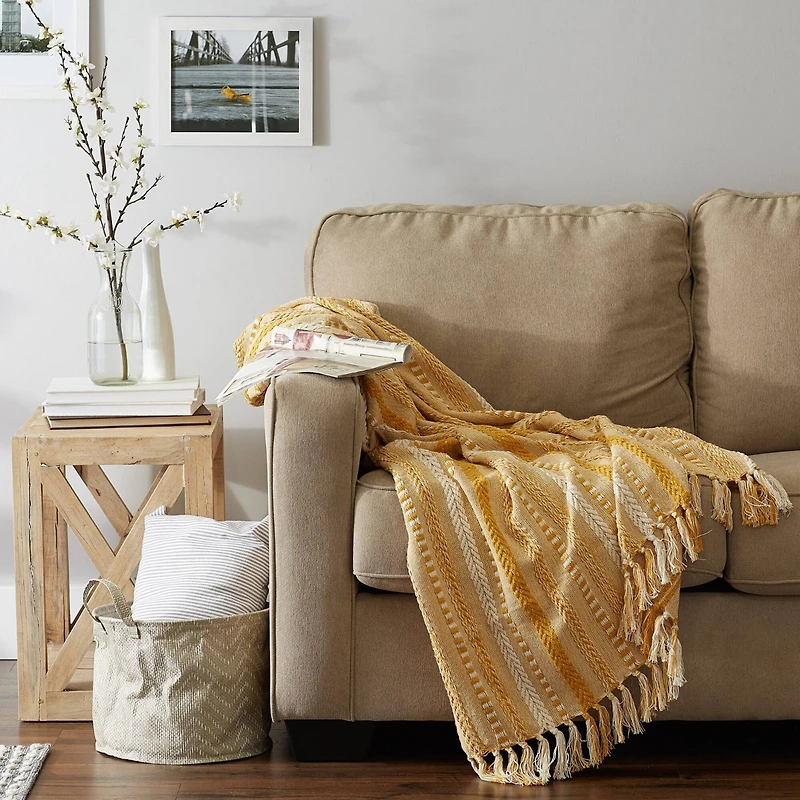 DII® Honey Gold Braided Stripe Throw