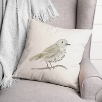 Neutral Sage Bird I Indoor/Outdoor Pillow