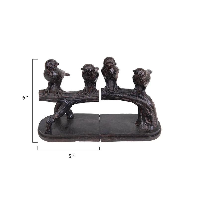 Hello Honey® 6'' Resin Birds on a Branch Bookends Set