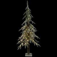 4ft. Pre-Lit Alpine Flocked Artificial Christmas Tree, Clear LED Lights