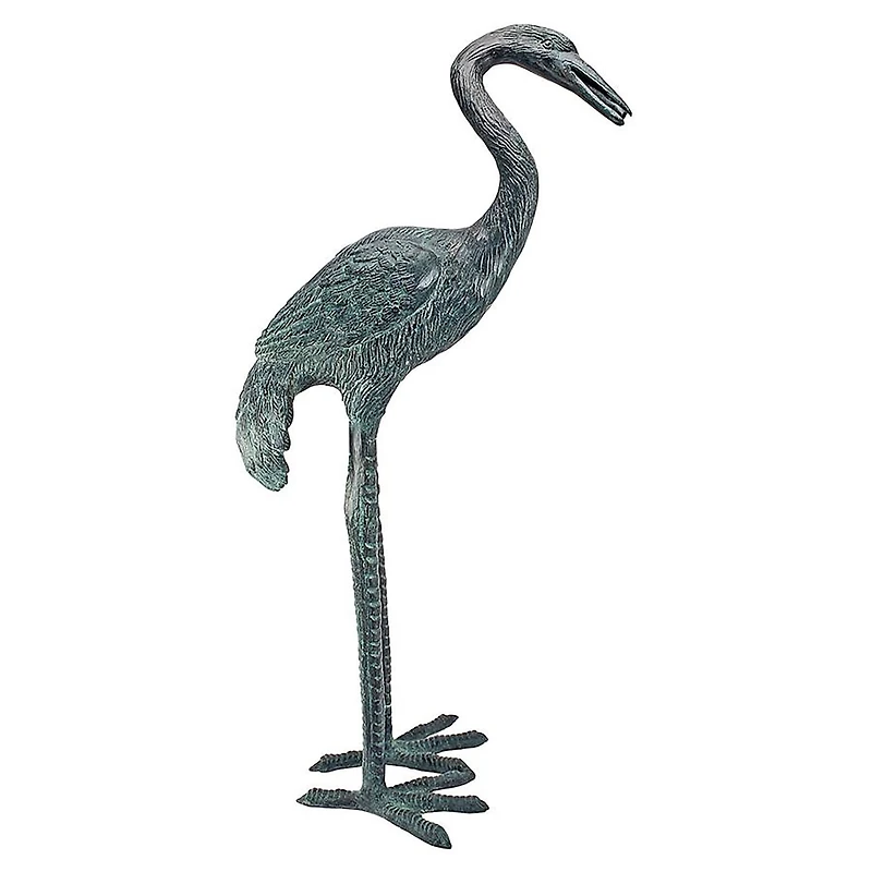 Design Toscano Small Curved Neck Bronze Crane