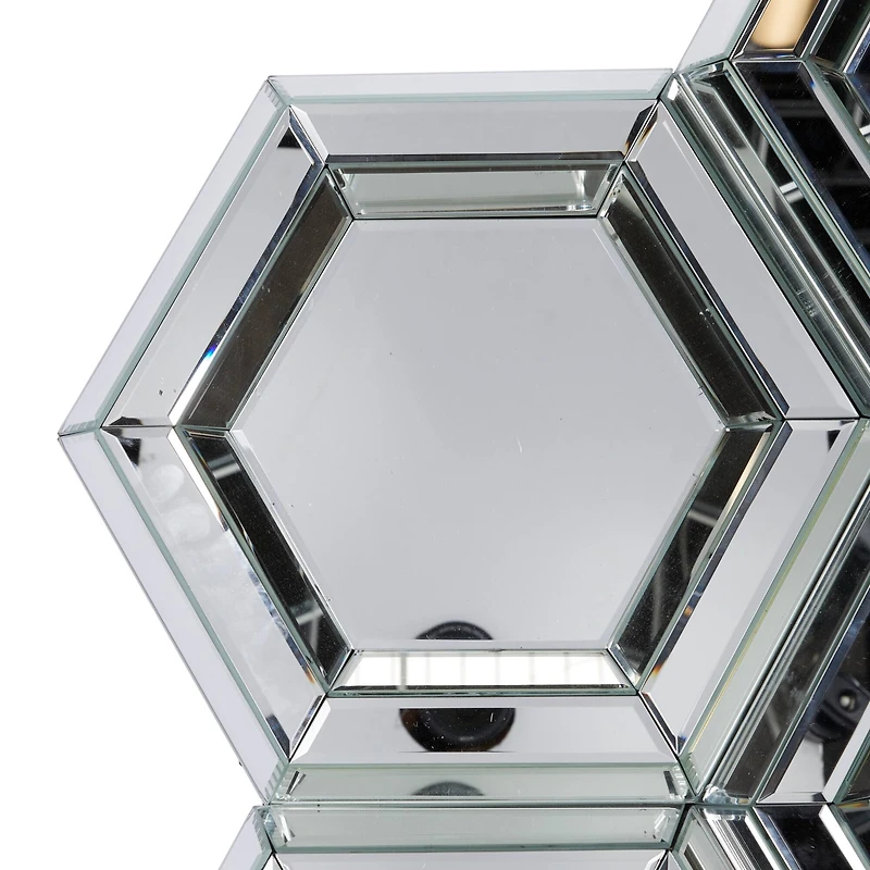 41" Silver Glass Glam Hexagon Wall Mirror