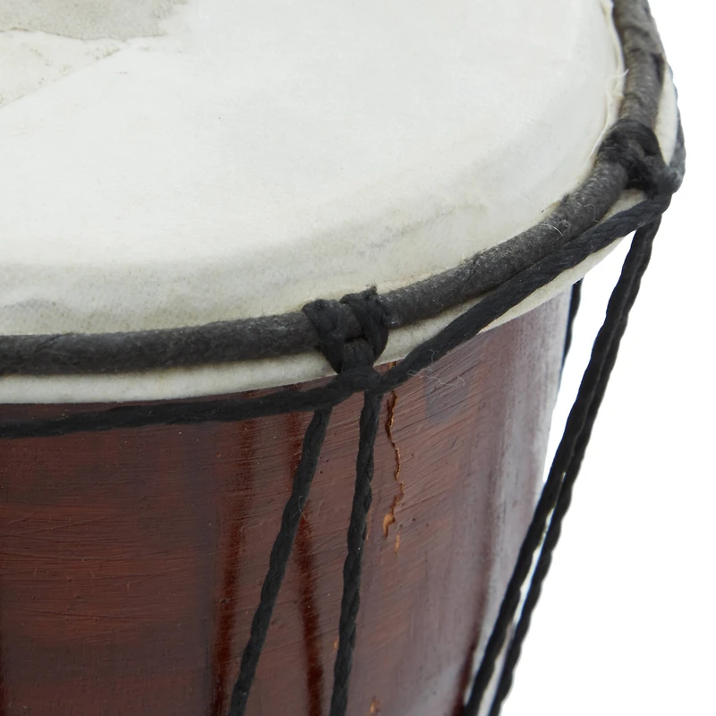 12" Brown Eclectic Mahogany Drum Sculpture