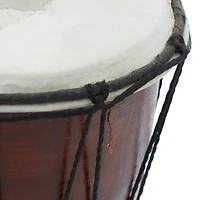 12" Brown Eclectic Mahogany Drum Sculpture