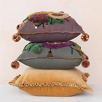 Hello Honey® 20" Mustard Yellow Velvet Ruffled Square Accent Pillow