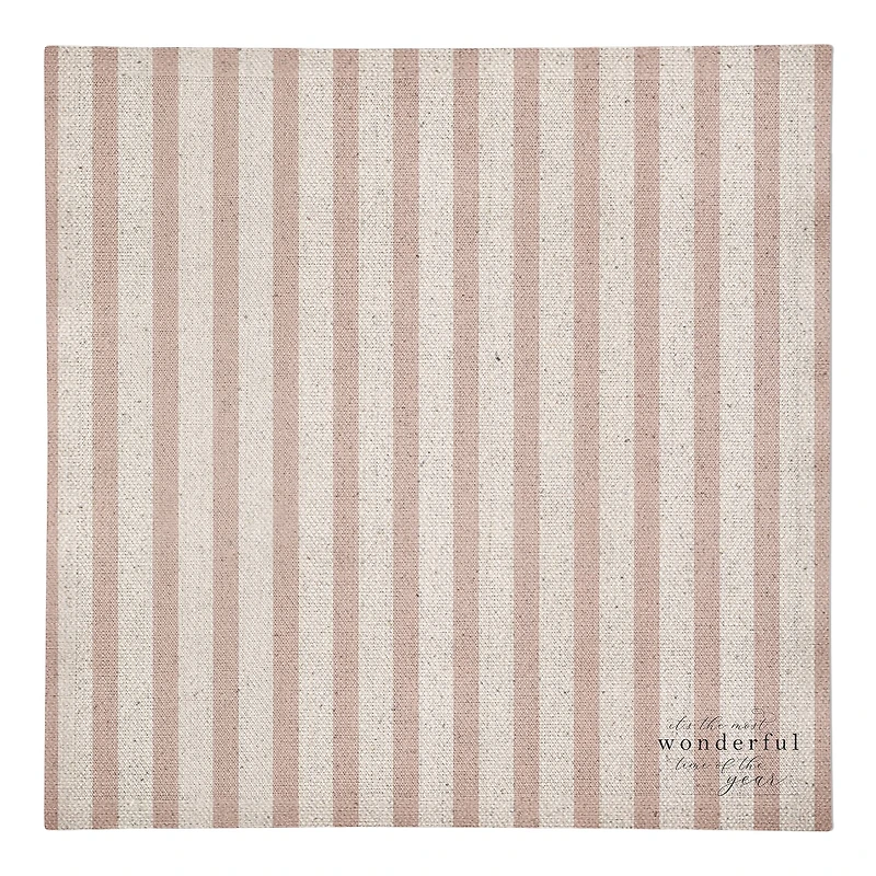 The Most Wonderful Time of the Year Red Stripes 10" x 10" Cotton Twill Napkin