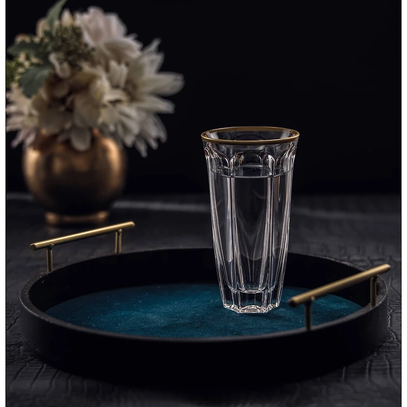 JoyJolt® 8.7oz. Gold Rimmed Windsor Crystal Highball Glasses, 2ct.