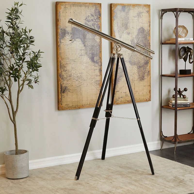 57" Silver Metal Telescope Decoration