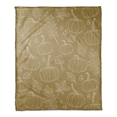 Mustard Yellow Fall Patterned Coral Fleece Blanket