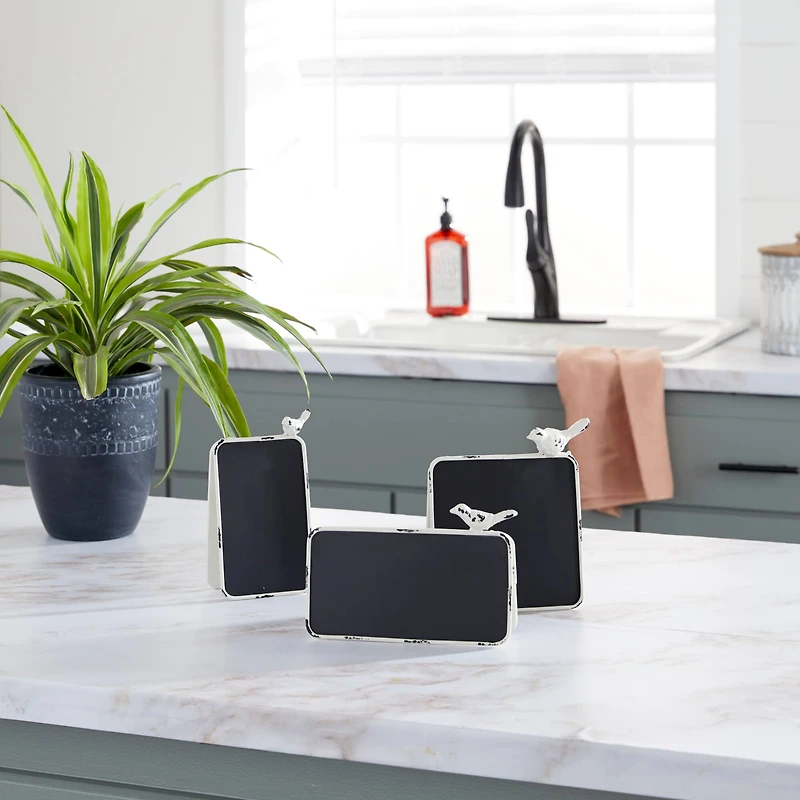 White Metal Farmhouse Chalkboard Sign Set