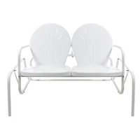 2-Person Outdoor Retro Metal Tulip Double Glider Patio Chair