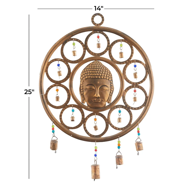Bronze Eclectic Buddha Windchime, 14" x 1" x 25"