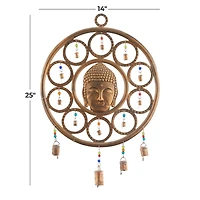 Bronze Eclectic Buddha Windchime, 14" x 1" x 25"