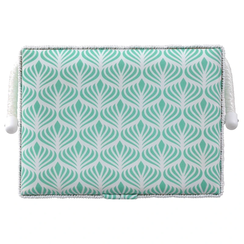 SINGER® Large Blue Boho Fan Print Sewing Basket with Sewing Scissors & Notions