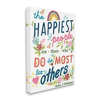 Stupell Industries Happy People Do Most for Others Phrase Whimsical Florals Canvas Wall Art