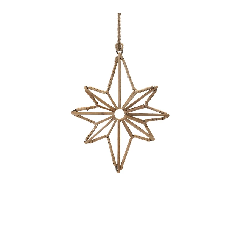 Rattan Wrapped Metal Star Ornaments Set