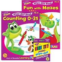 Trend Enterprises® Counting & Mazes Reusable Books & Crayons Set