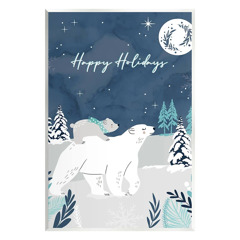 Stupell Industries Happy Holidays Winter Snow Bears Wall Plaque Art