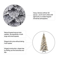 7.5ft Pre-Lit Flocked Layered Spruce Artificial Christmas Tree, Warm White LED Lights