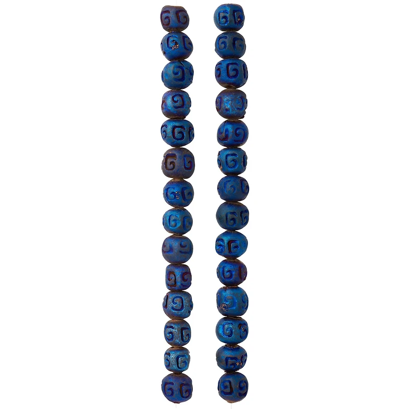 Blue Ceramic Round Beads, 8mm by Bead Landing™