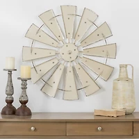 Glitzhome® 28.5" Beige Metal Wind Spinner Wall Décor