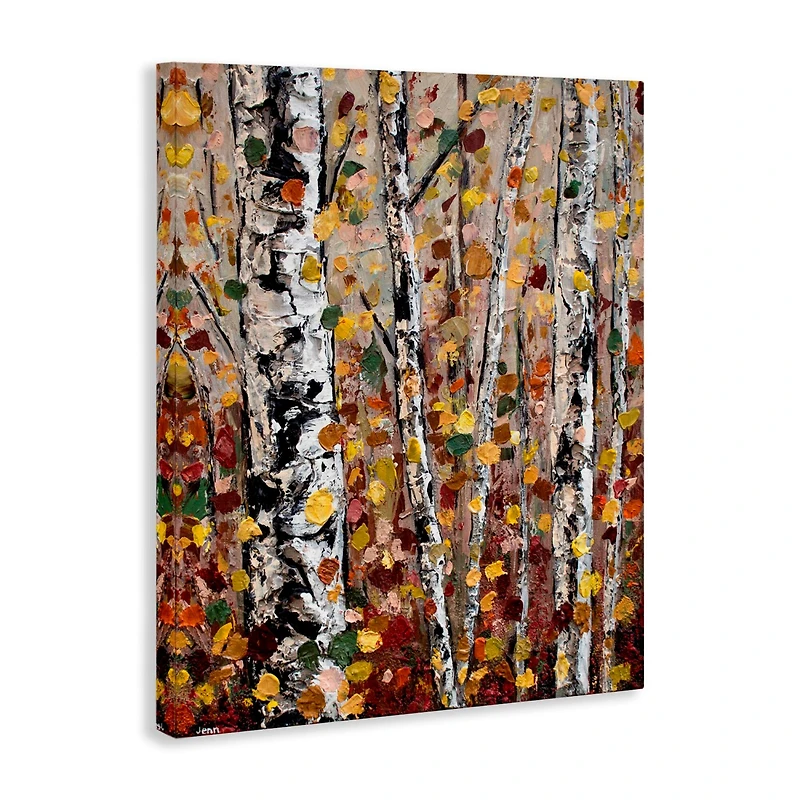 Stupell Industries Autumn Birch Trees Abstract Leaves Canvas Wall Art