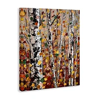 Stupell Industries Autumn Birch Trees Abstract Leaves Canvas Wall Art