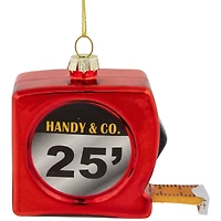3.25" Red Measuring Tape Glass Christmas Ornament