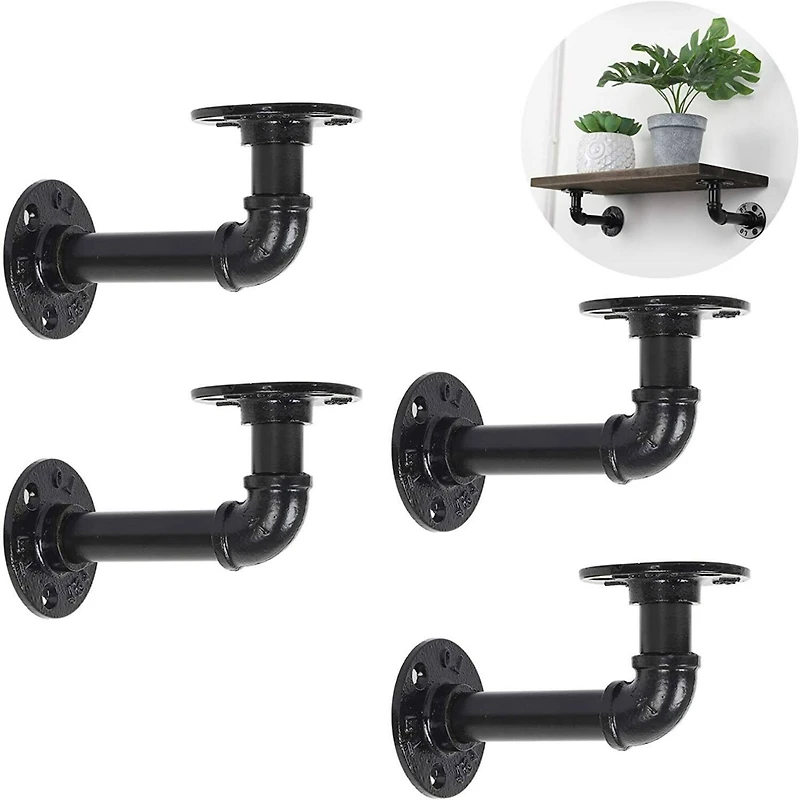 NEX™ Black Industrial Pipe Wall Shelf Brackets, 4ct.