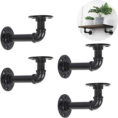 NEX™ Black Industrial Pipe Wall Shelf Brackets, 4ct.