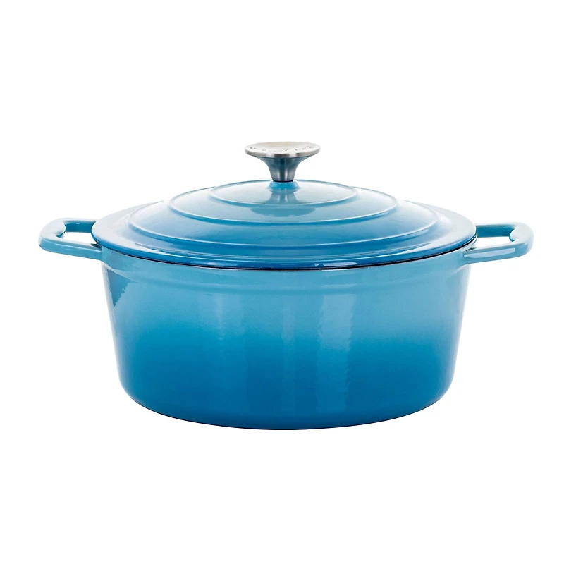 MegaChef Blue Enameled Cast Iron Casserole