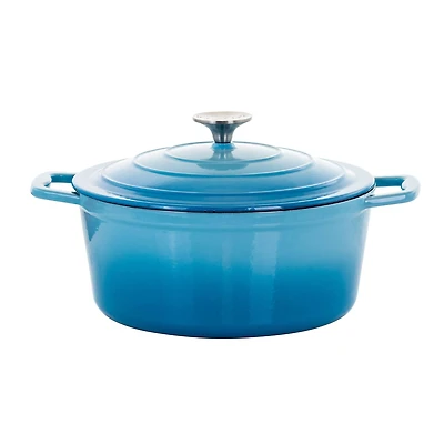 MegaChef Blue Enameled Cast Iron Casserole
