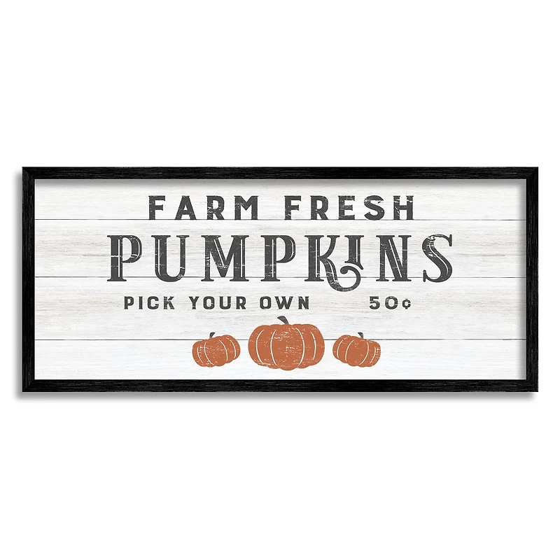 Stupell Industries Farm Fresh Pumpkins Country Sign Framed Giclee Art