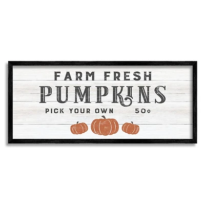 Stupell Industries Farm Fresh Pumpkins Country Sign Framed Giclee Art