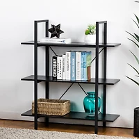 Glitzhome® 41.5" Black Modern Industry 3-Tier Bookcase