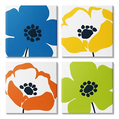 Stupell Industries Vibrant Modern Floral Collage Multi-color Pop Canvas Wall Art, 17" x 17"