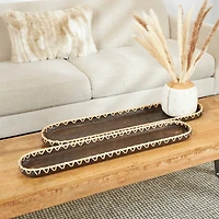 The Novogratz Dark Brown Mango Wood Nesting Tray Set