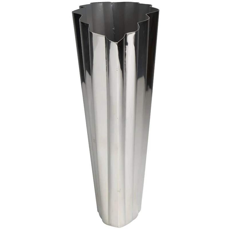 12" Silver Stainless Steel Vase with Zig Zag Edging