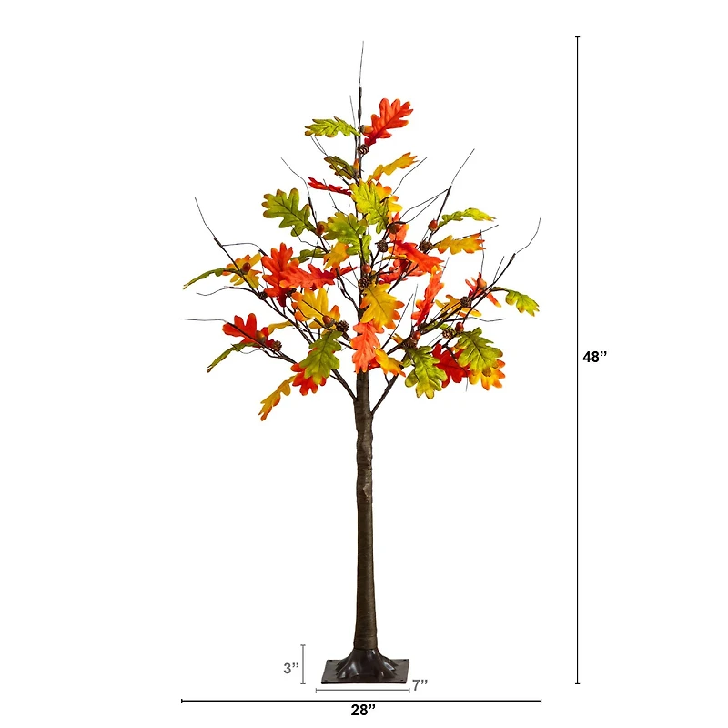 4ft. Pre-Lit Autumn Maple Artificial Fall Tree with Pinecones, Acorns and 60 Warm White LED Lights