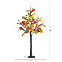 4ft. Pre-Lit Autumn Maple Artificial Fall Tree with Pinecones, Acorns and 60 Warm White LED Lights