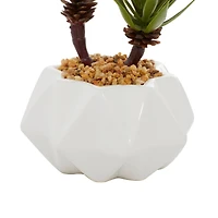 11" Contemporary Style Artificial Succulent in White Ceramic Pot