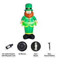 Glitzhome® 8ft. Lighted St. Patrick's Day Leprechaun Inflatable Décor