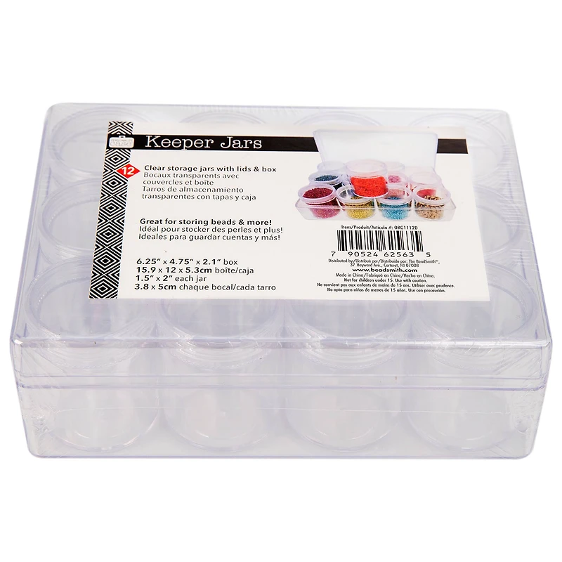 The Beadsmith® 6'' x 5'' x 2'' Clear Storage Box with Jars